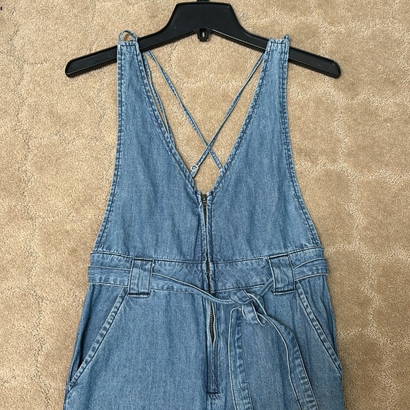 Litz Premium Cotton Chambray Palazzo Wide Leg Jumpsuit Sz S - Picture 2 of 8